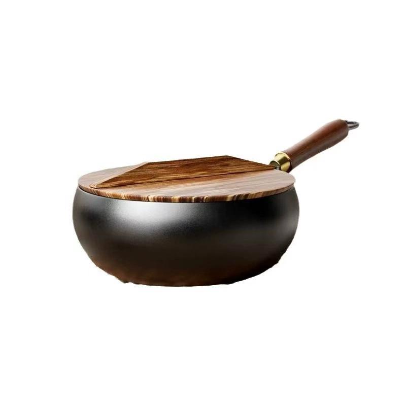 Sartén antiadherente de hierro fundido, olla profunda para cocinar, utensilios de cocina duraderos