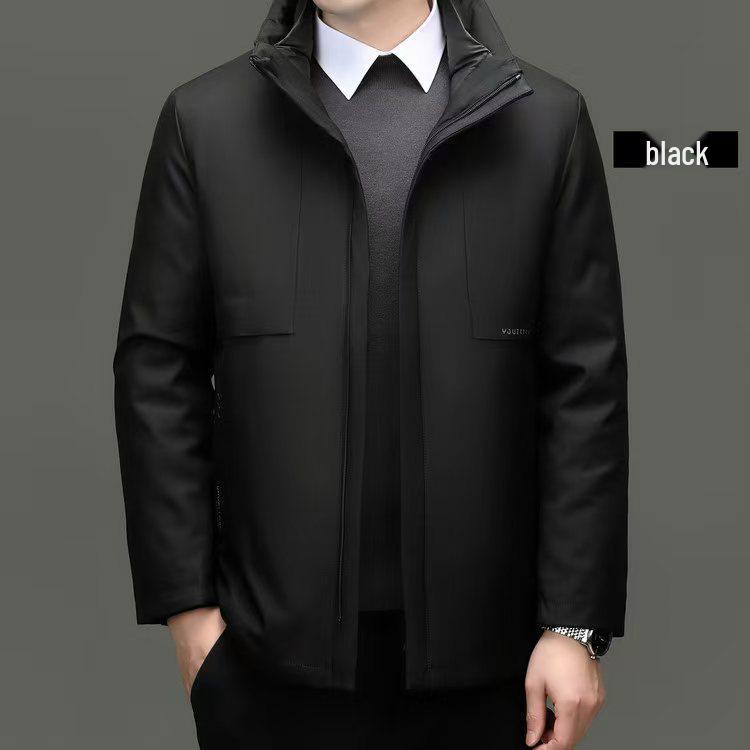 

Men s 2025 Winter Goose Down Coat with Detachable Liner - Warm, Casual, Cold Protection for Middle-Aged Dads XXL чорний