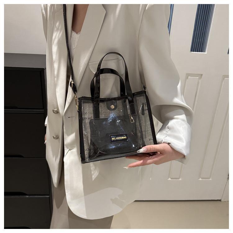 Stylish Large Capacity Transparent Jelly Shoulder Bag For Mothers 2024 Spring New Street Fashion Tote Bag