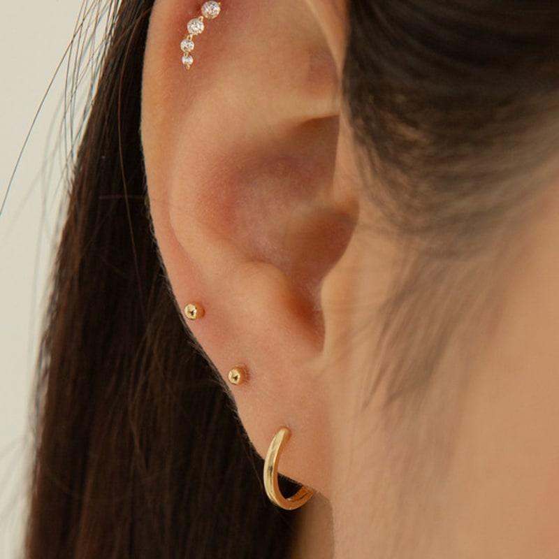 LUNNE 14k Milky Way Curved Stone Piercing (14k Gold) #LFPI04