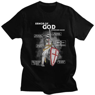 Custom Fashion Armor Of God Ephesian T Shirt Men ShortSleeve Tshirts Streetwear Tee Tops Pure Cotton Slim Fit Tshirts Merch
