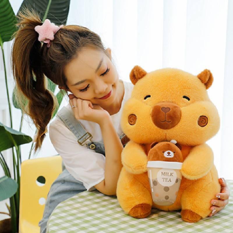Adorable Q Version Capybara Plush Doll Soft And Cuddly Water Cup Design Gift For Kids
