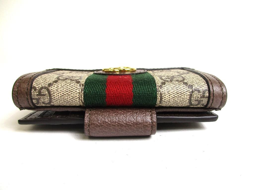 Authentic GUCCI Brown Leather Bifold Wallet Ophidia GG French Flap Wallet #a499  Open Box