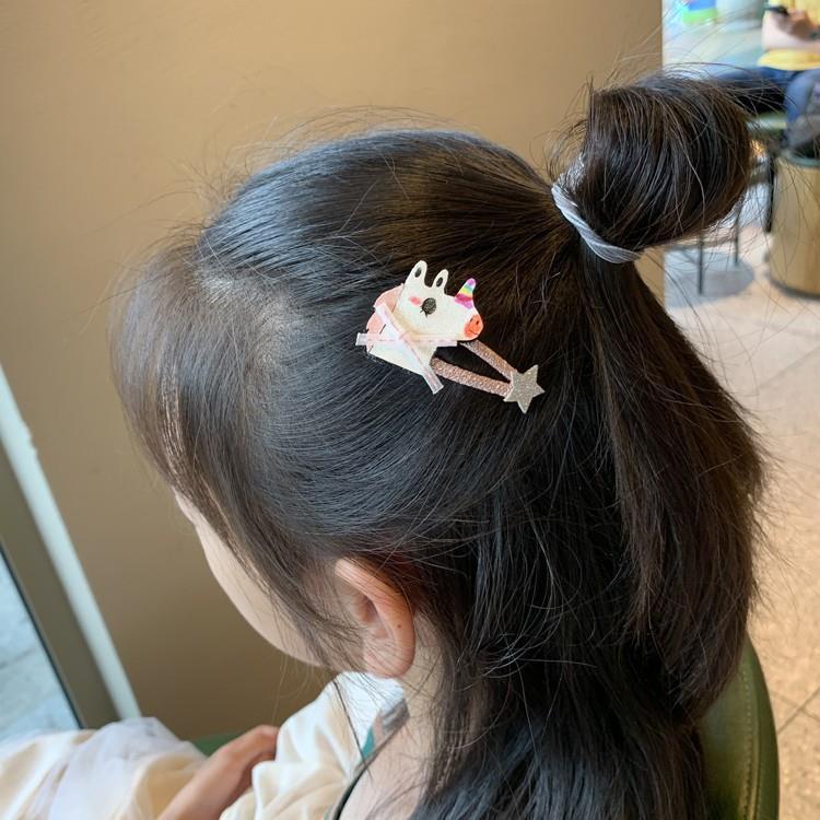 Korean Sparkly Cartoon Hair Clips for Girls - Unicorn & Bee Designs