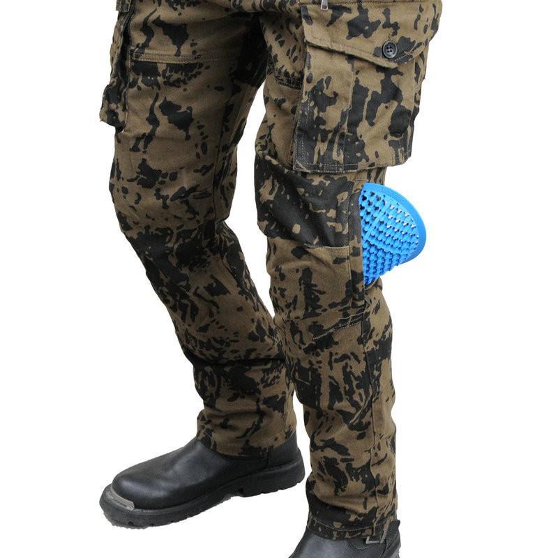 Mens Motorcycle Riding Pants With Multi Pockets Breathable Camo Cargo Trousers Protective Gear Compatible