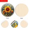 Zonnebloem Ronde Houten Hangend Bord in Glas-in-Lood Stijl, 2D Platte Gedrukte Bloemen Deur Decoratie, Botanisch Muur Ornament Cadeau