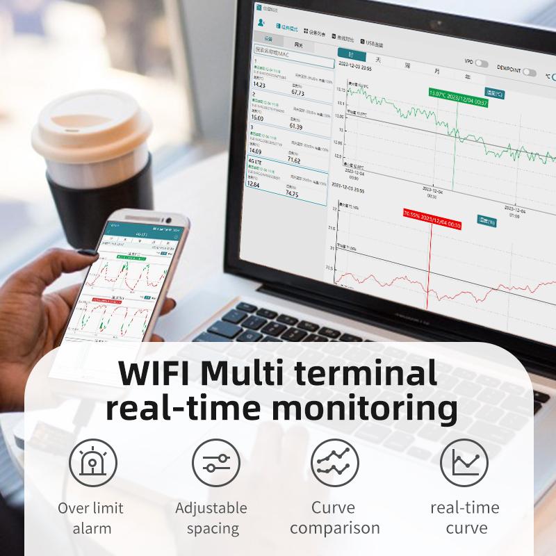 jaalee JHT-UP WiFi Temperature/Humidity/Dewpoint/VPD  Thermometer/Hygrometer Refrigerator Freezer ±0.2℃ ±2%  Alarm Alerts