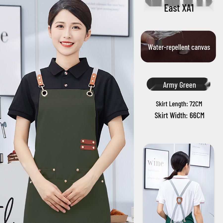 Anpassad Canvas Midjeförkläde - Barista, Mjölkte, BBQ, Catering Arbetskläder för Kvinnor