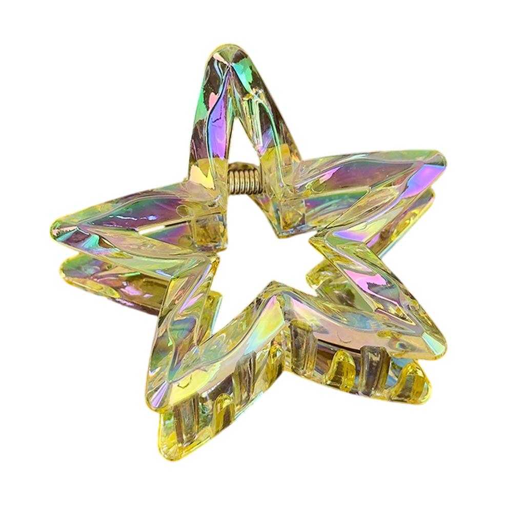 1Pc Crystal Candy Colored Hair Clip Dazzling Hollowed Out Five Pointed Star Hair Claw Stylish Elegant Acrylic Barrettes For Women Girls
