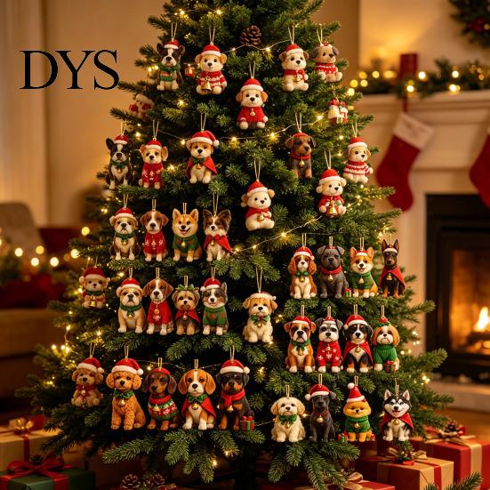 Cuenta Regresiva Navideña Temática de Mascotas Regalos Calendario de Adviento para Perros, Adornos de Acrílico 2D de Razas, Caja de Regalo de Navidad de 24 Días para Niños Calendario para Dueños con 24 Cachorros
