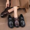 Women's Genuine Leather Soft Sole Casual Shoes - Non-slip, Comfortable, Single Shoes for Spring and Autumn.