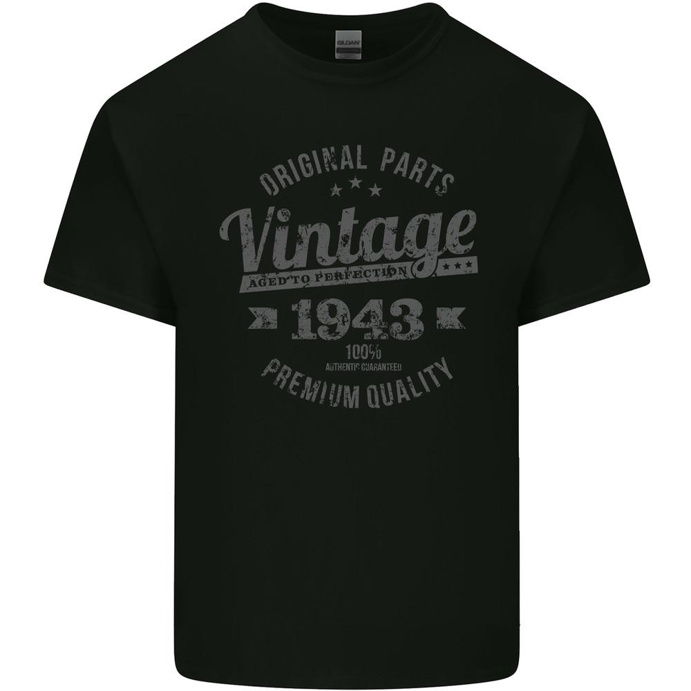 Vintage Year 82nd Birthday 1943 Mens Light Cotton T-Shirt Black Unisex T-Shirt