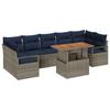 Garden Sofa Set with Cushions 8 Pcs Grey and Navy Blue