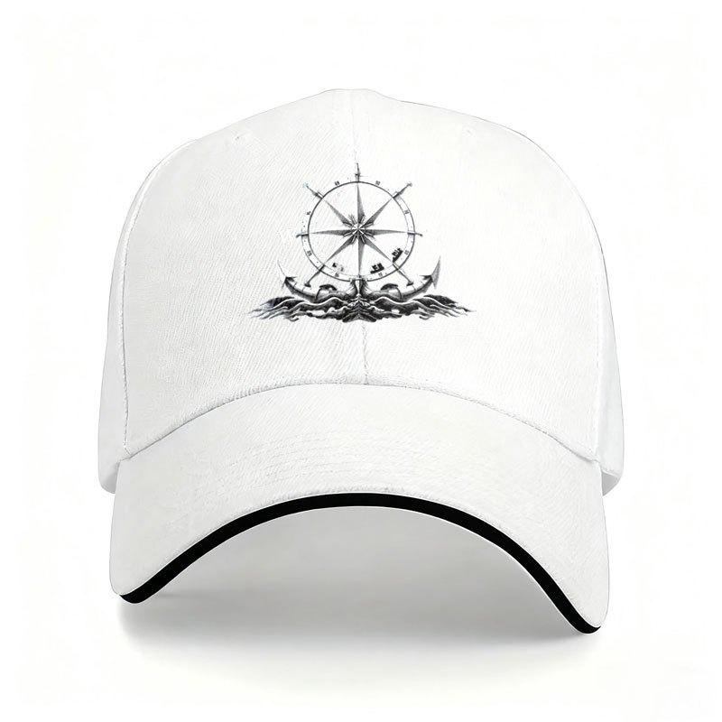 Nautical Compass Anchor Baseball Cap Vintage Sailor Polyester Adjustable Outdoor Adventure Cap