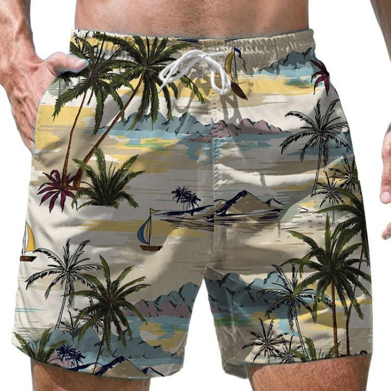 Summer 3D Beach Scenery Print Shorts Fashionable Casual Beach Men's Shorts