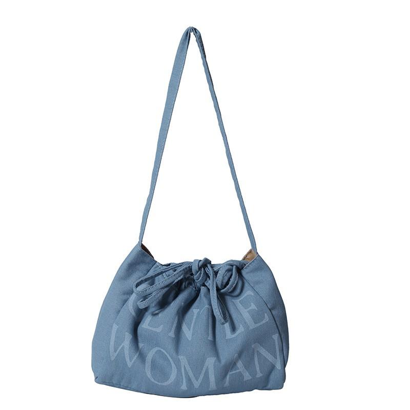 

Women s Bag Simple Niche Trendy Shoulder Fashionable Commuting Texture Large Capacity Cross-body Bucket Soft one size синий