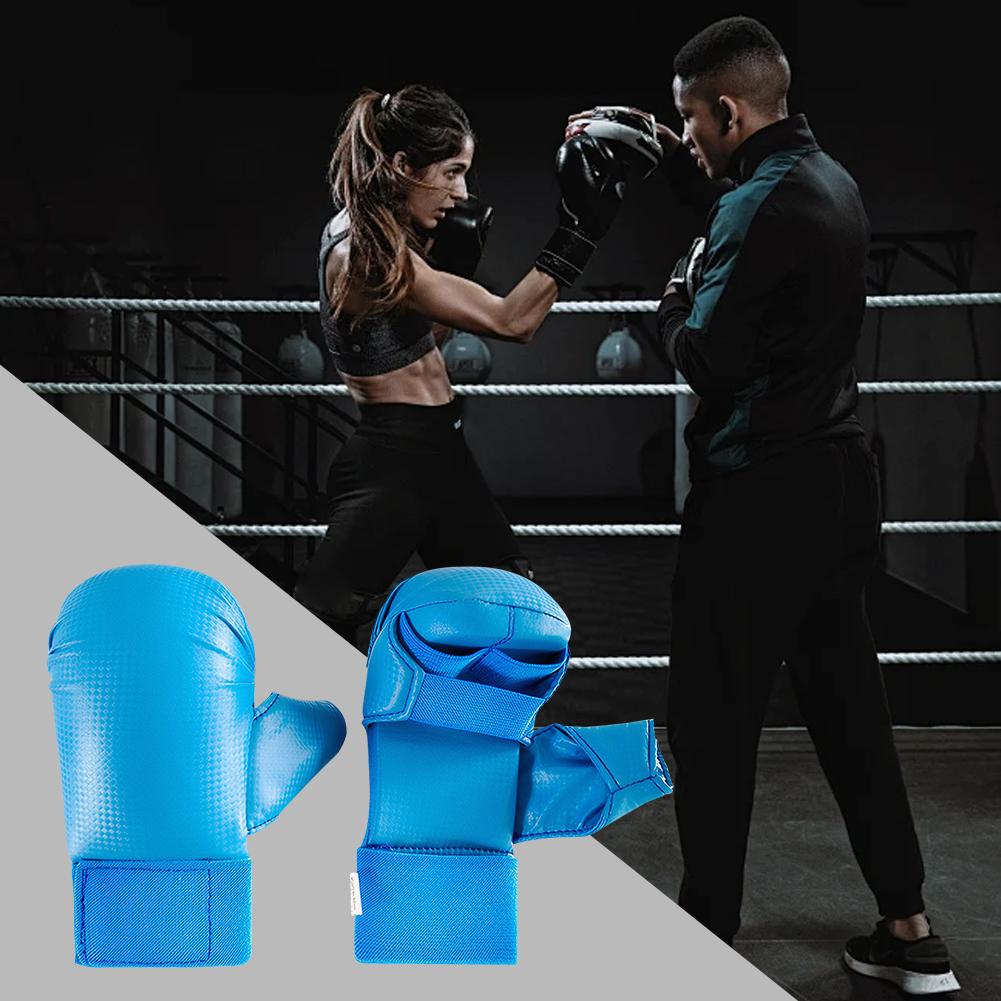 PU Leather Karate Gloves Boxing Gloves Thickened Karate Sparring Mitts Gloves Non Slip Ergonomic for Martial Arts Muay Thai