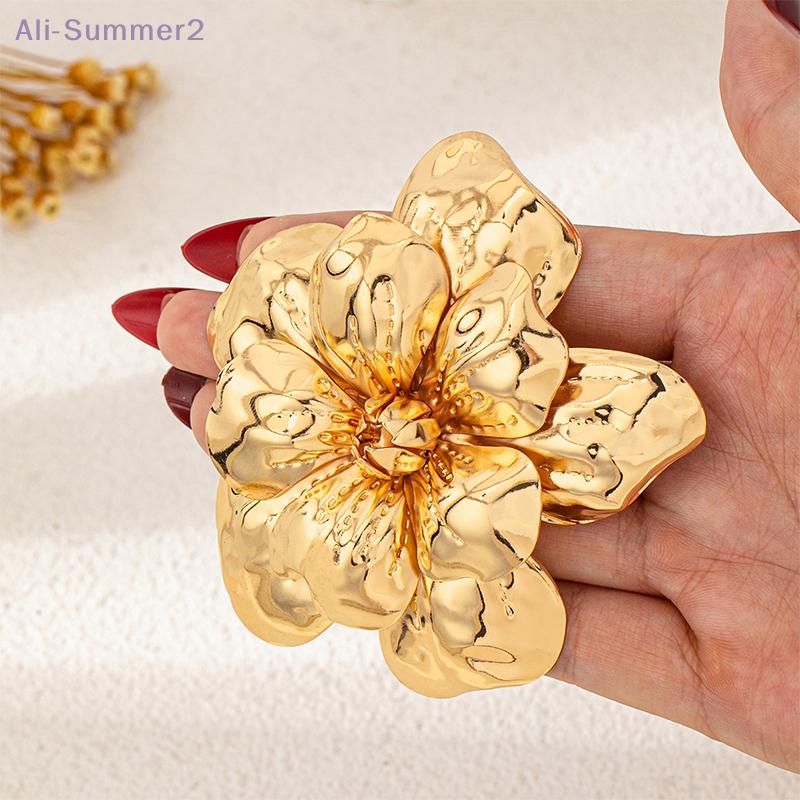 Damen Große Statement 3D Geschichtete Goldene Blume Brosche Auffällig Retro Statement Elegantes Kragen-Accessoire Für Party Hochzeit Alltag