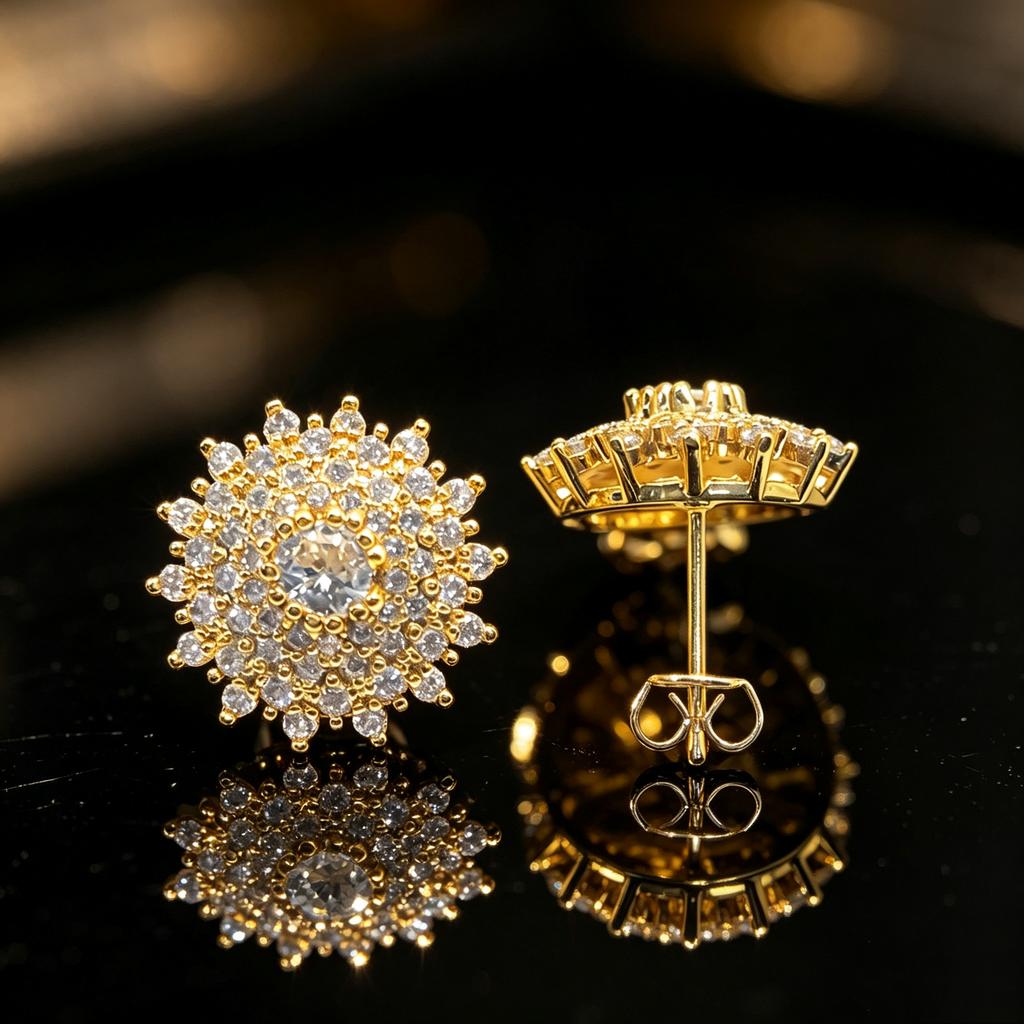 Cute Female White Zircon Stone Sunflower Stud Earrings Trendy Fashion Gold Silver Color Wedding Jewelry For Women