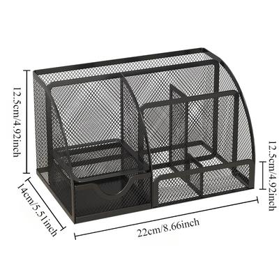 7 Grid Desk Stationery Organizer Creative Metal Pen Holder Pencil File Storage Rack Storage Box Divided Container Office Access