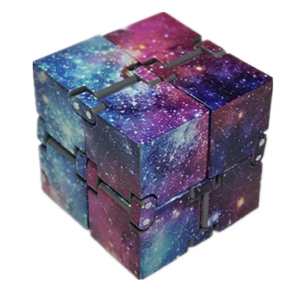 Mini Fidget Block Infinity Cube Galaxy Space Sensory Desk Toy Fidget Block Magic Puzzle Flip Cube for Teens Adult Birthday Gifts