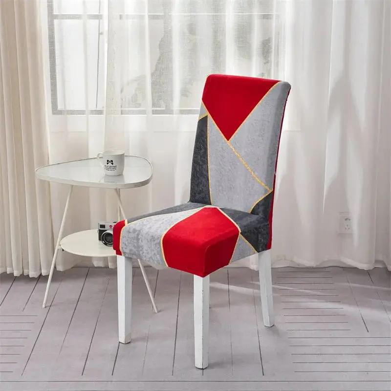 Printed Stretch Chair Cover For Dining Room Office Banquet Kitchen El Chair Protector Elastic Removable Anti-Dirty Seat Cover