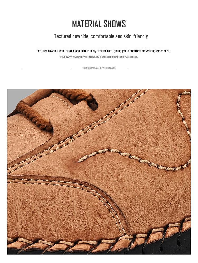 Lässige Lederschuhe für Herren: Handgenäht, Weiche Sohle, Große Größe, Modisch für Frühling und Herbst.