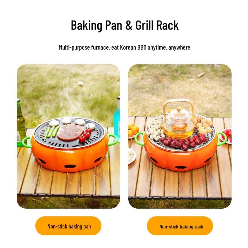 Pumpkin Style Portable Charcoal Grill and Heater