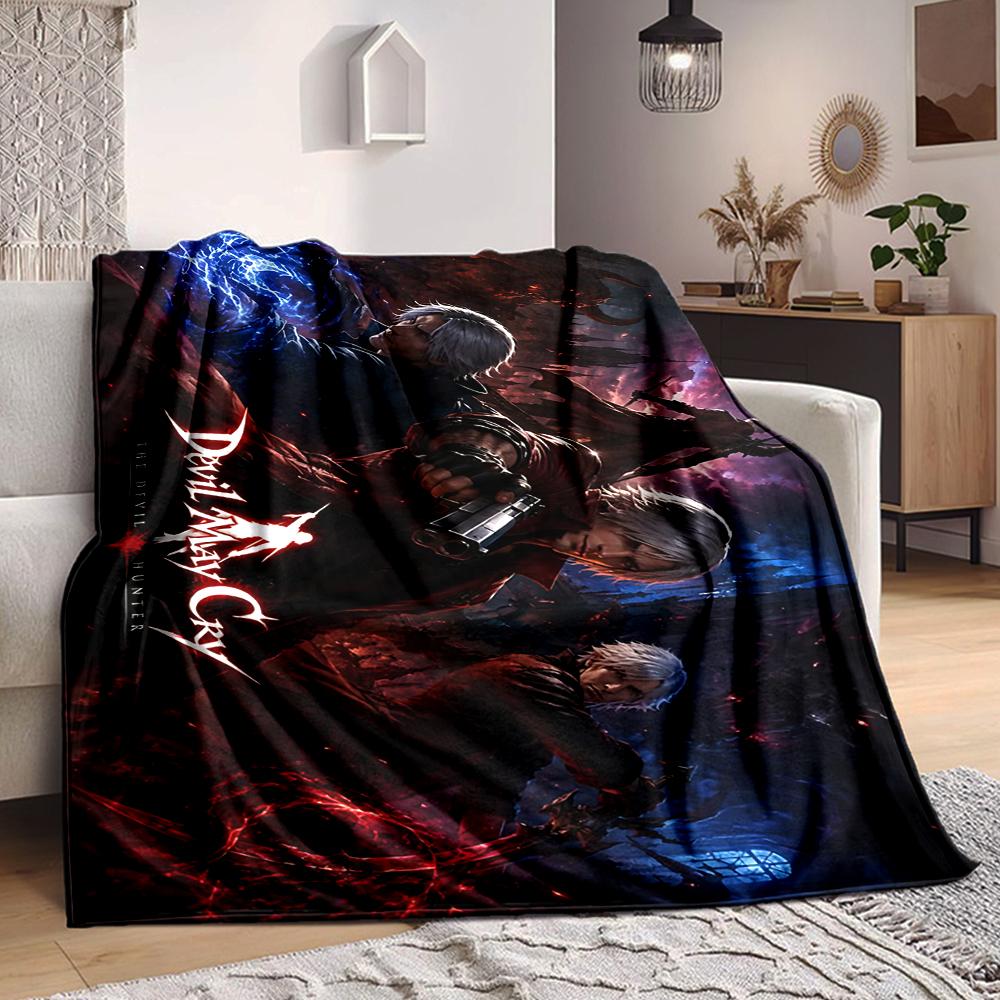 1Pc Devil May Cry Dante'S Inferno Flannel Blanket, Soft And Comfortable, Casual Warm, Camping Travel, Christmas, Halloween Xmas Gift S122