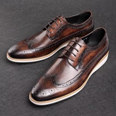 Fashion Luxury Fashion Mens Derby Formal Shoe Handmade Cow Leather Lace-up Shoes for Men Casual Business Office Brogues Derbys Shoe