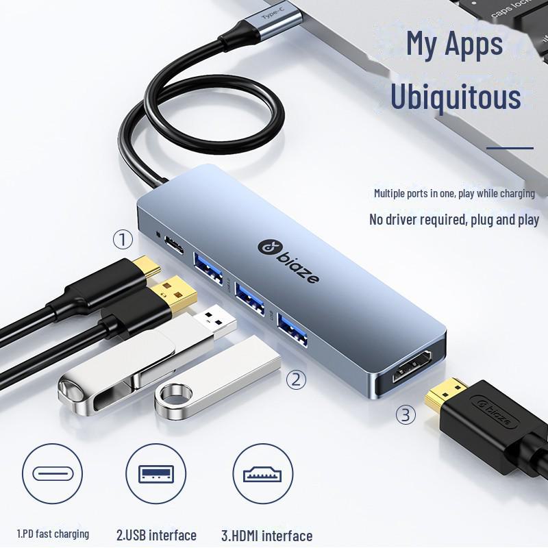 Biaz 5-in-1 USB-C Docking Station with 4K HDMI and PD Charging Adapter