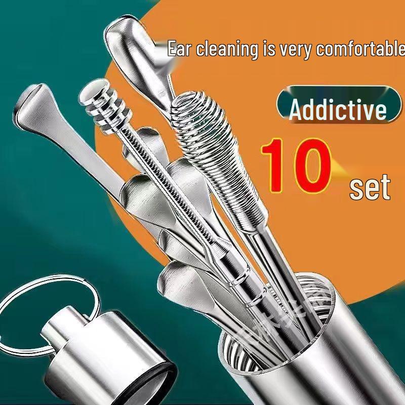 Stainless Steel Earwax Removal Tool Set with Storage for Adults