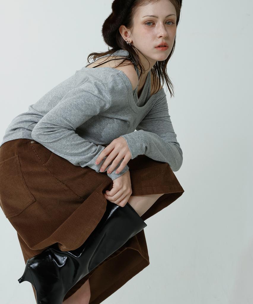 Reventina Corduroy A-Line Pants_Brown