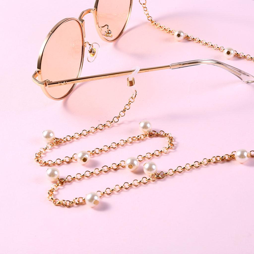 Women Fashion Artificial Pearl Beads Nonslip Interlok Eyeglass Chain