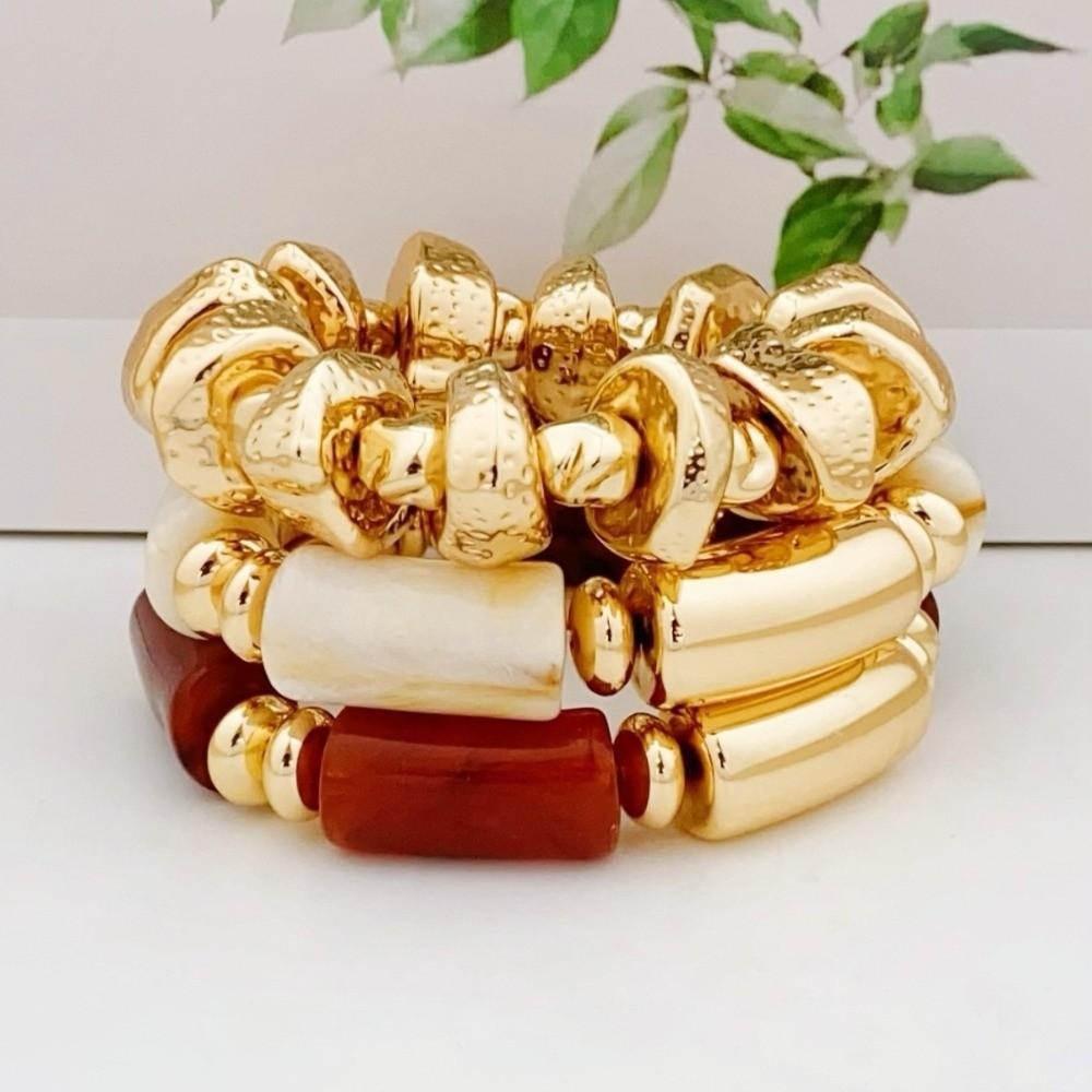 Acryl Perlenarmband Set Unregelmäßiges Perlen Handgelenkband Kreatives Mehrschichtiges Armband Damen