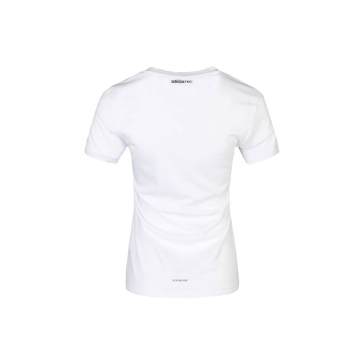 Adidas Neo Letter Logo Printed Color Block Breathable Regular T-Shirt Women Tops White FP7366
