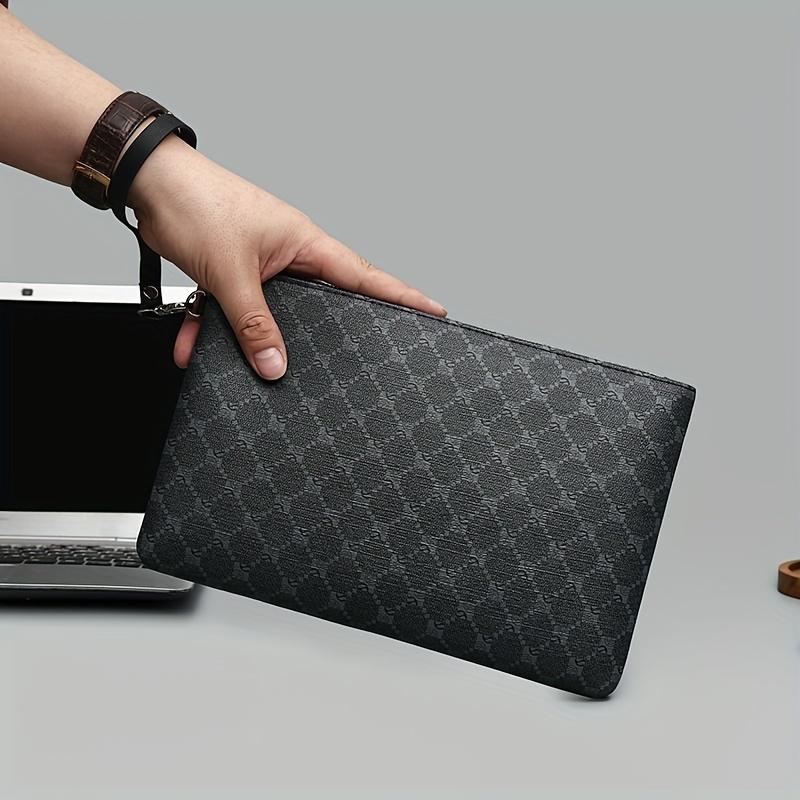 Plaid Pattern Envelope Bag, Men's Fashionable Handbag, Casual Phone Wrist Bag, Clutch Bag With Multi Slots For Cards