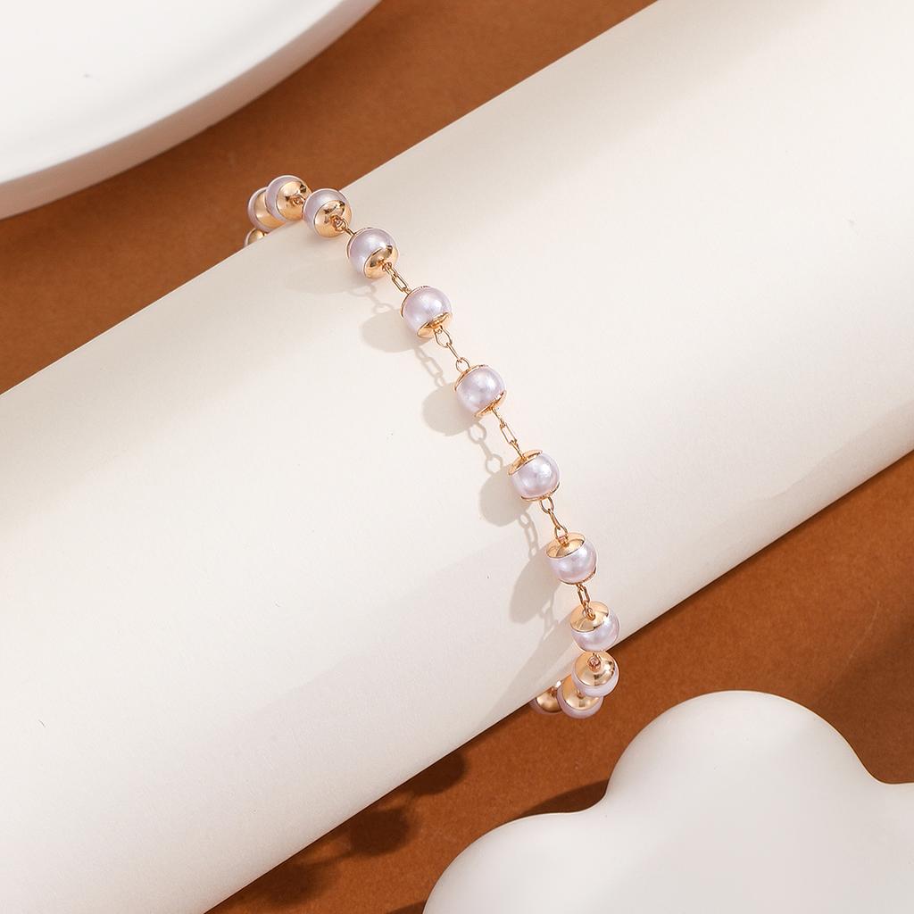 Kinitial Exquisite and Fashionable Laser Plated Ankles, Simulated Freshwater Pearl Chain Ankles, As an Anniversary Gift for Her