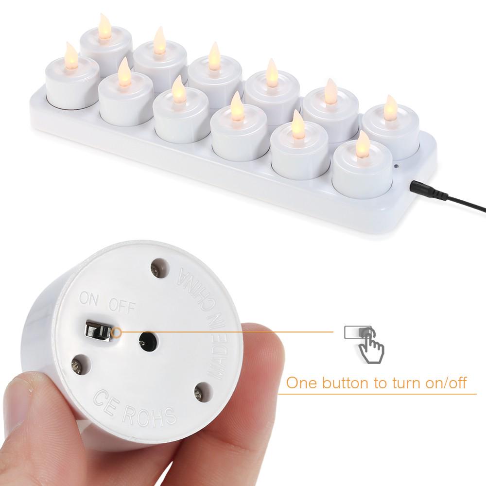 

12PCS Rechargeable Candles with Cups Realistic Battery Operated Flameless Candles Home Decoration EU Plug