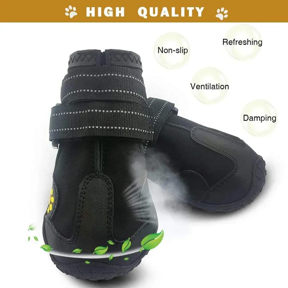 Dog Socks Footwear for Medium Large Dogs 4pcs Pet Dog Shoes Reflective Waterproof Dog Boots Warm Snow Rain Pet Booties Anti-slip