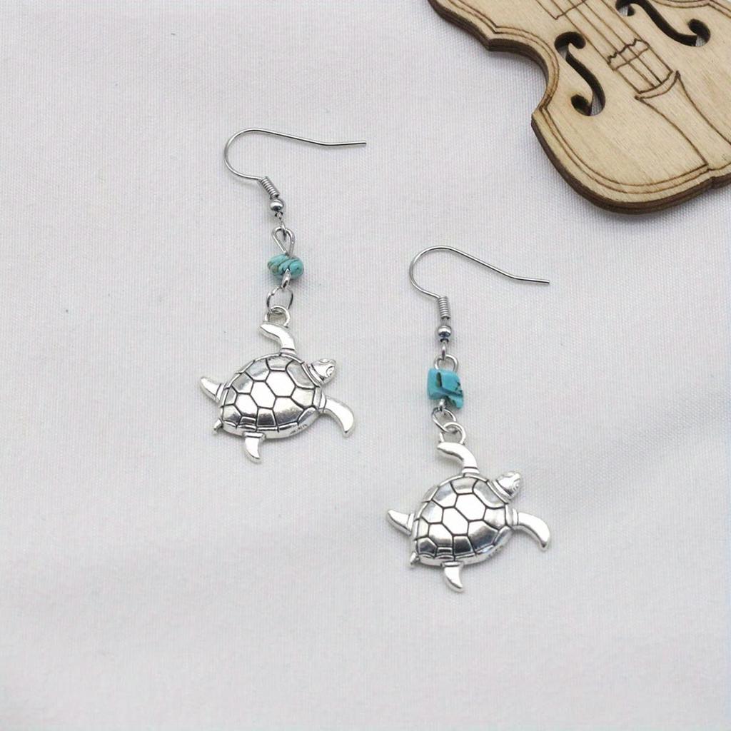 1 pár stříbrných náušnic s želvami, naturalistické náušnice, vhodné pro každodenní nošení