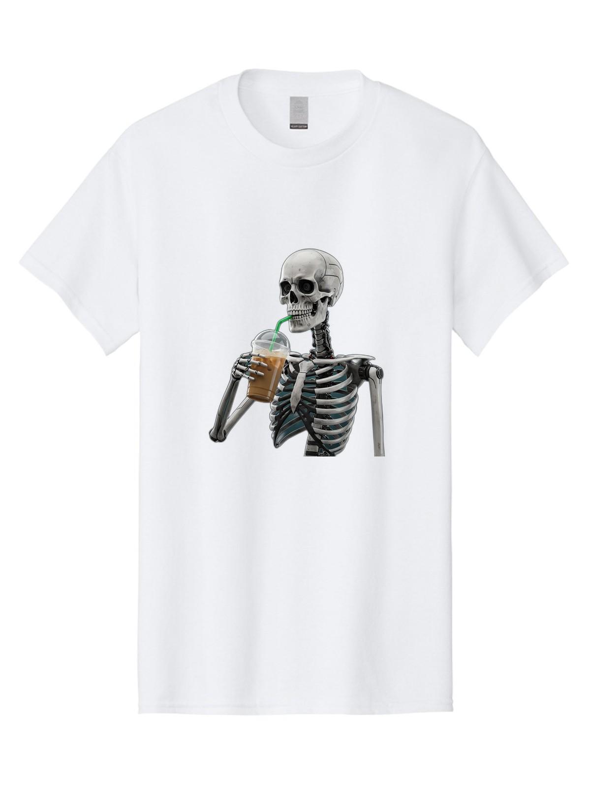 Skeleton-Drinking Mens Graphic Tee, 100% Cotton, Casual Summer Wear S