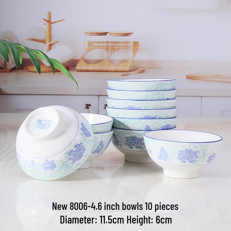 Retro Ceramic Porcelain Microwave-Safe Bowl Set - Chinese Style Tableware