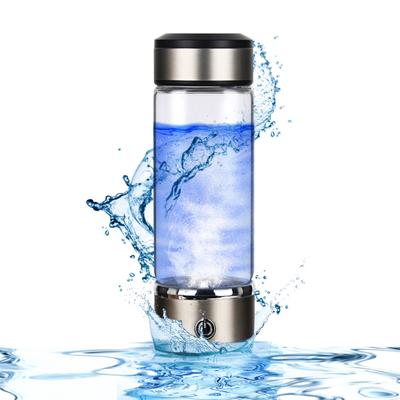 420ML Hydrogen Water Ionizer Cup Portable Rechargeable Rapid Electrolysis Hydrogen-rich Water Maker Glass Bottle