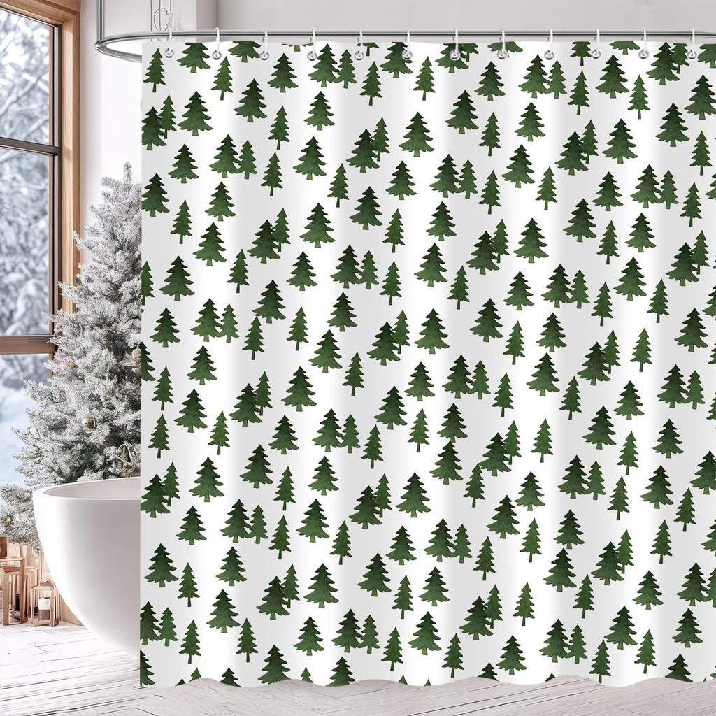 Christmas Snowflake Shower Curtain, Blue Xmas Winter Snow Bathroom Decor, Silver Grey Snowflake Christmas Holiday Simple Shower