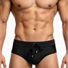 Mens Swim Briefs Comfort Quick Dry Nylon Mesh Panel Contour Pouch Elastic Waistband Sexy Color Block Swim Trunks For Beach Swimming