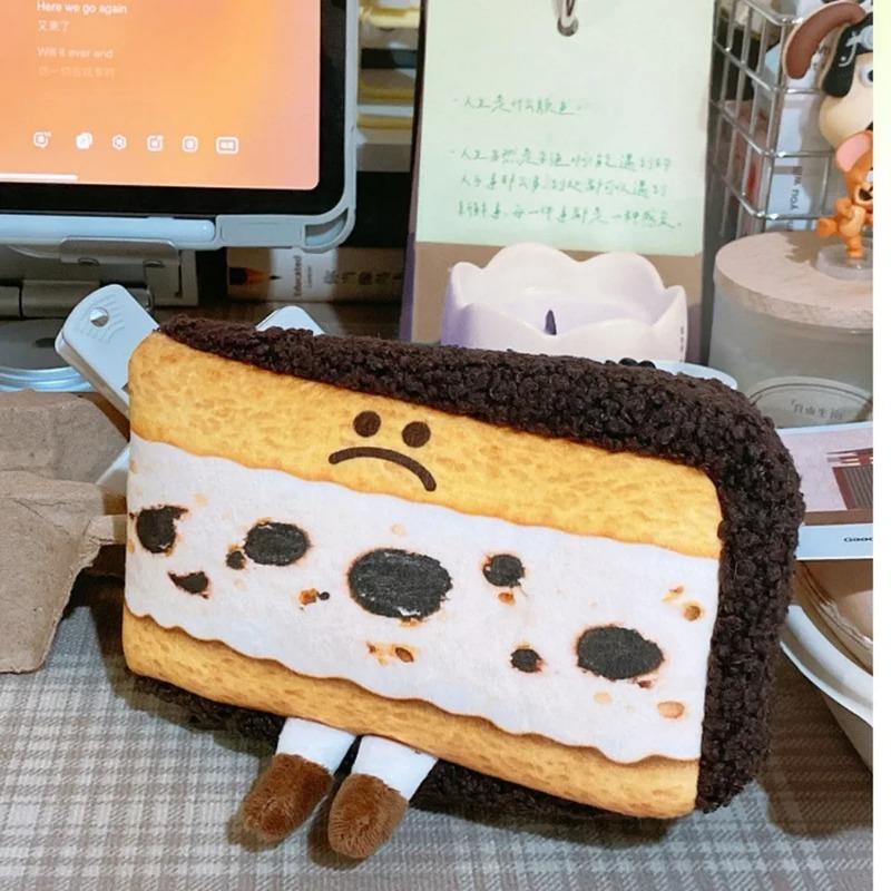 1pcs Cartoon Cute Sandwich Pencil Case Pen Holder Plush Bread Pencil Bag Funny Creative Kawaii Pencil Cases Student Stationery