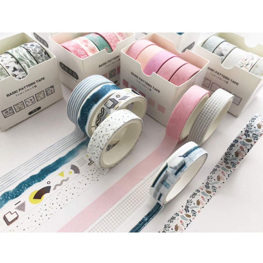 Japanese Pattern Washi 5 Creative Masking Tape Feminine Washi Tape for DIY Crafts Tape, Rolls, Set, Style, Packaging, (Green Dew)
