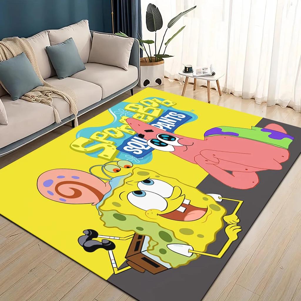 3D Cartoon S-SpongeBob Funny Area Rug,Carpet Rug for Living Room Bedroom Sofa Doormat Decoration,kids Non-slip Floor Mat