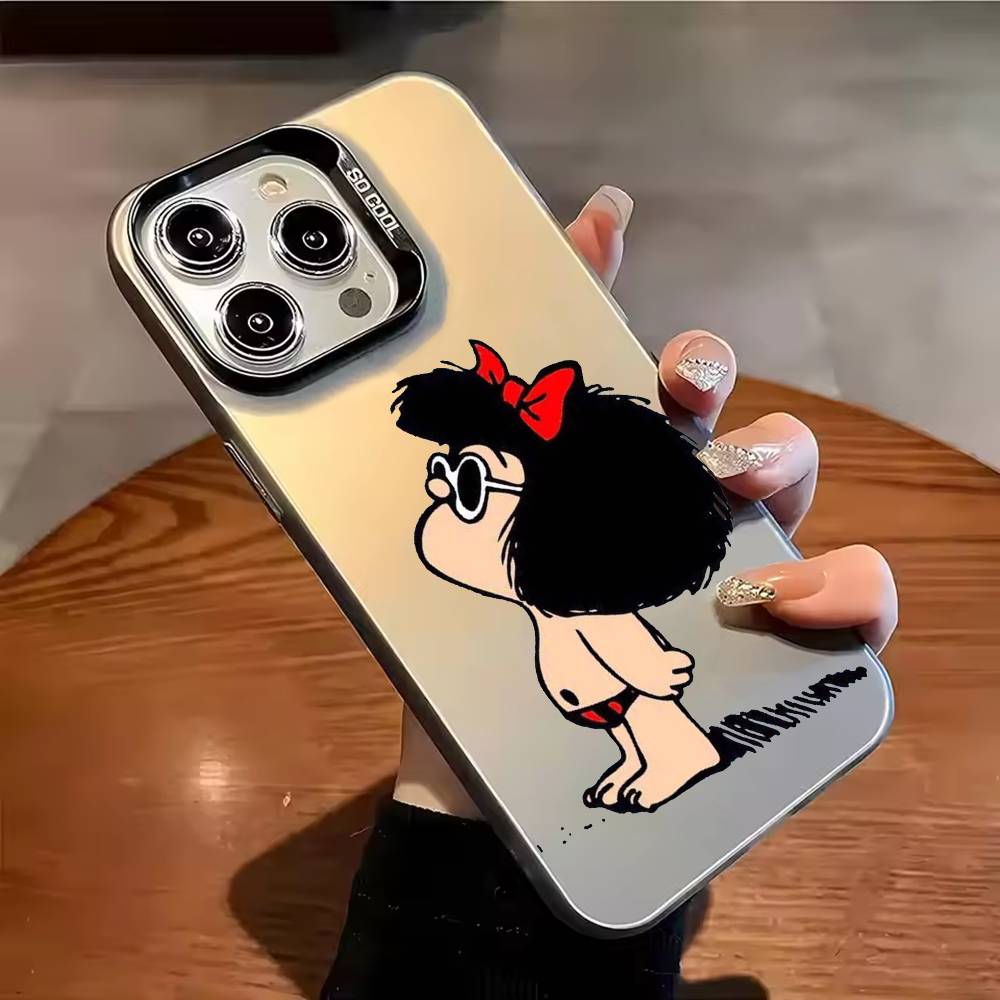 

Funny Cartoon M-Mafalda Phone Case Color Silver Shell For IPhone 17 16 15 14 13 12 11 Pro Max Plus iPhone16promax